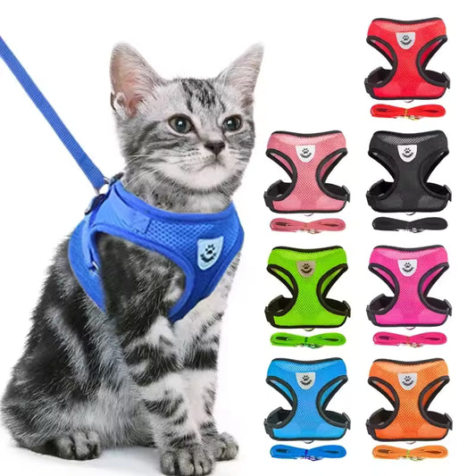 Breathable Adjustable Cat & Small Dog Harness Set