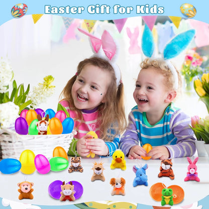 12 Pcs Filled Easter Eggs Mini Stuffed Animal Plush Toys Easter Basket Stuffers