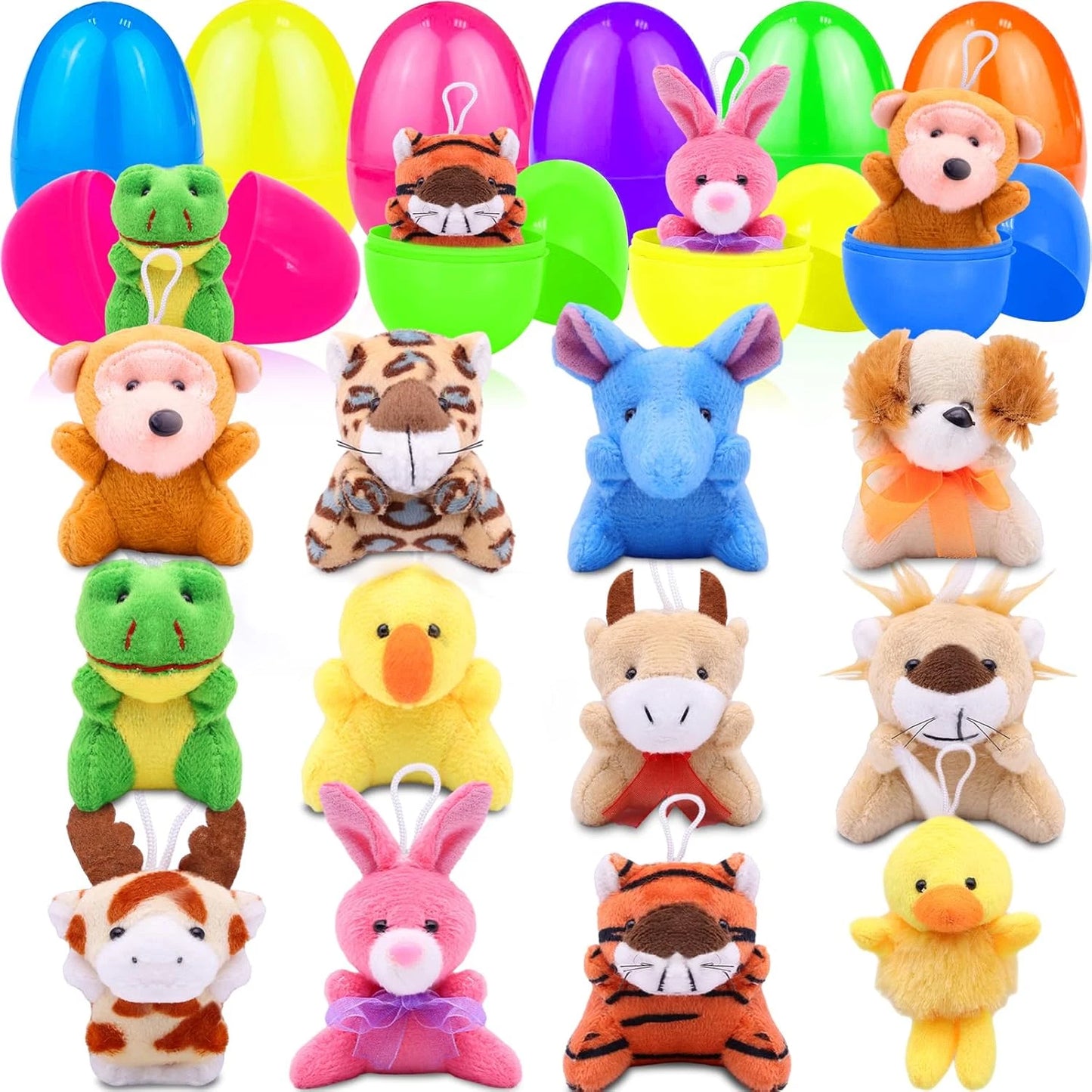 12 Pcs Filled Easter Eggs Mini Stuffed Animal Plush Toys Easter Basket Stuffers